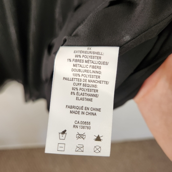 Penningtons Black Long Sleeve Sheer Blouse Top Metallic Sequins Sequined 5X - Picture 11 of 12